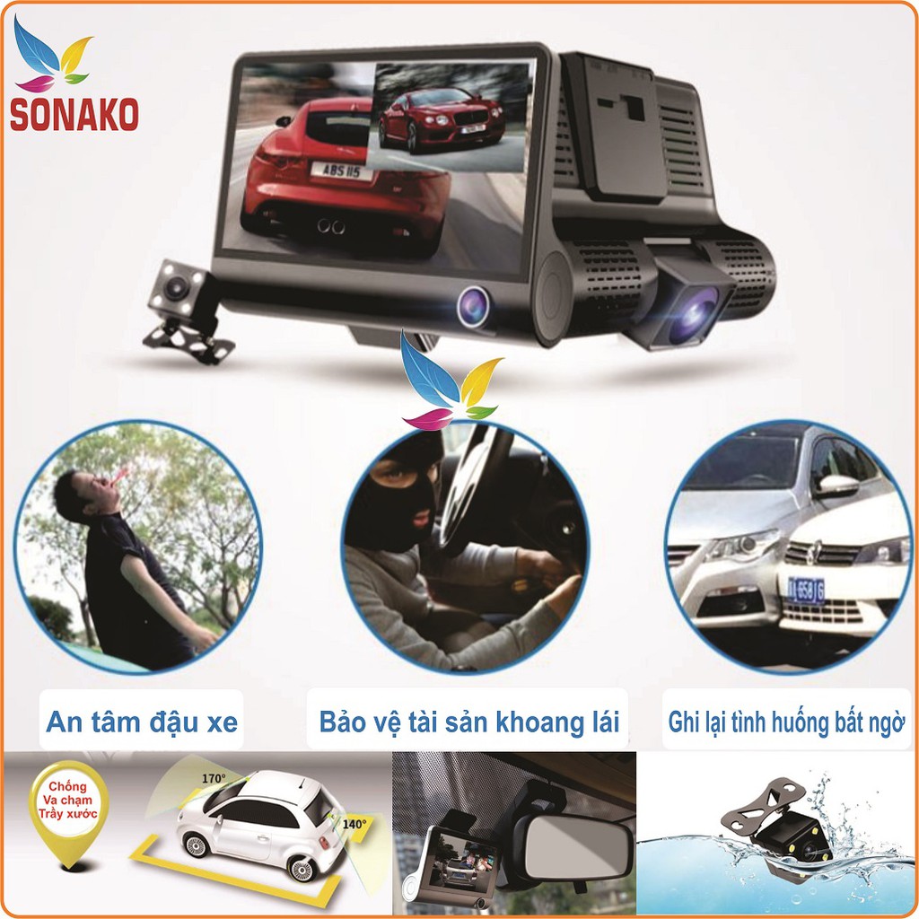 Camera Hành Trình Ô Tô 3 Góc Rộng Full HD- Sonako