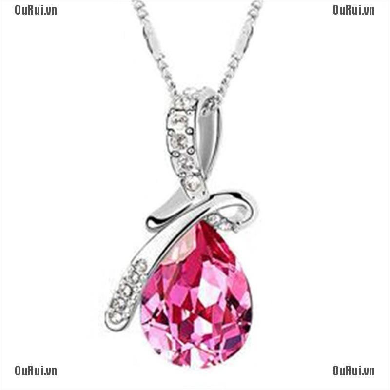 Mặt Dây Chuyền Hình Giọt Nước Đính Đá Zircon Xanh Dương