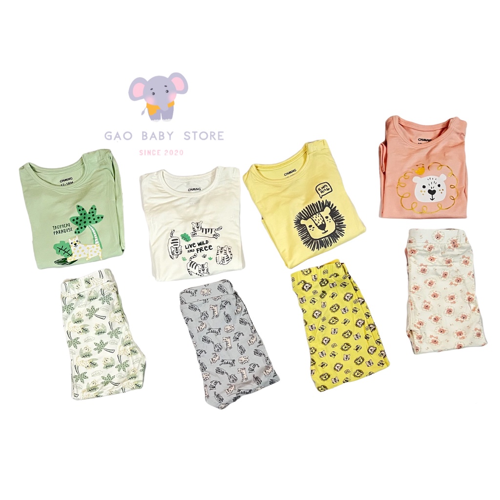 CHAANG Bộ dài tay cúc vai cotton mềm mịn bộ sưu tập Tigger 2022 cho bé trai, bé gái