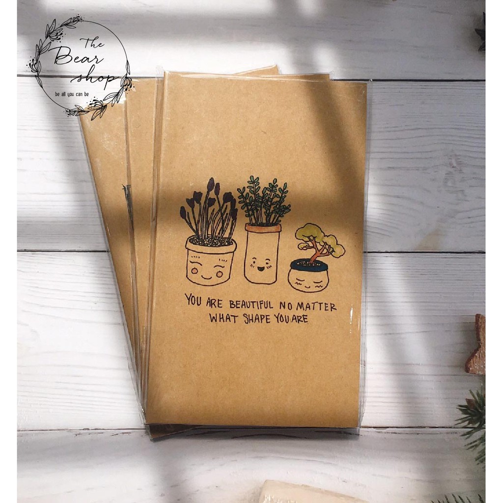 Sổ tay ghi chép vintage handmade giấy Kraft 100 trang, bìa mềm in hình siêu cute