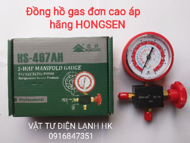 Đồng hồ đo nạp gas đơn hãng Hongsen Cao áp - Hạ áp HS-467AH HS-467AL HS-468AH HS-468AL 467 468