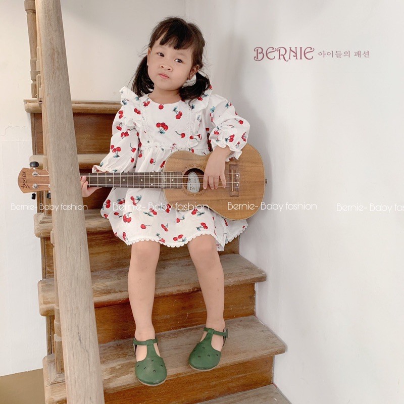 Váy thô dài tay thu đông phối ren ngực cho bé từ 9 đến 19kg_Bernie Kids