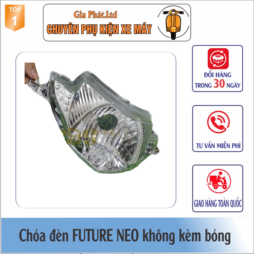Bộ ốp đầu đèn xe FUTURE Neo màu Xanh Rêu đầy đủ ốp đầu, gáy và pha đèn không kèm bóng
