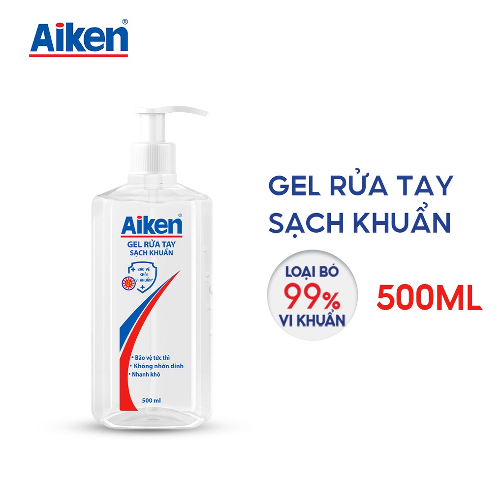 Hộp quà Aiken sạch khuẩn gồm nước rửa tay 500g và Gel rửa tay 500ml