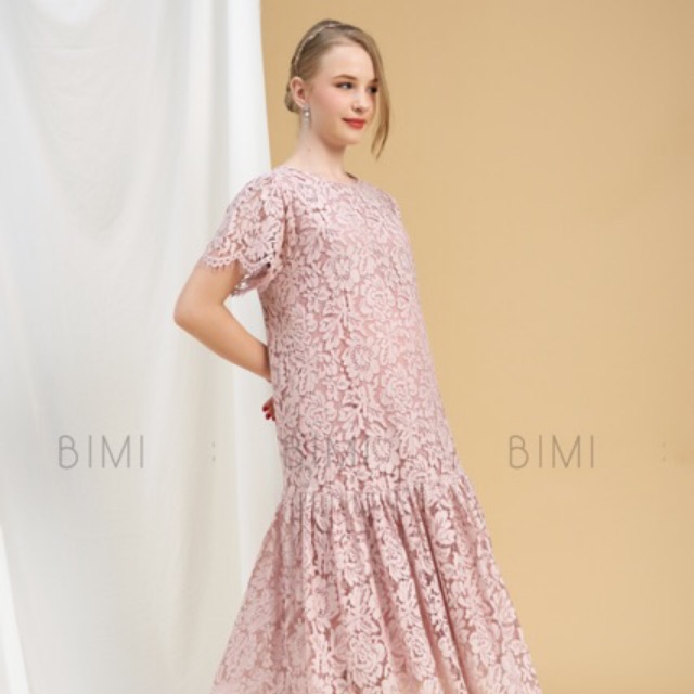 ĐẦM REN HỒNG MIDDI - BIMI