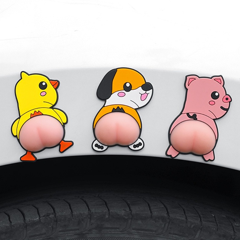 1 Cặp Miếng Dán Hình Hoạt Hình 3D Trang Trí Cửa Sổ Xe Hơi DIY