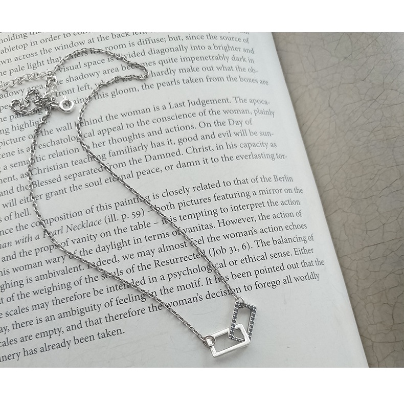 Dây chuyền bạc nữ lồng hình chữ nhật Evasilver, vòng cổ nữ tính chất liệu bạc ta cao cấp