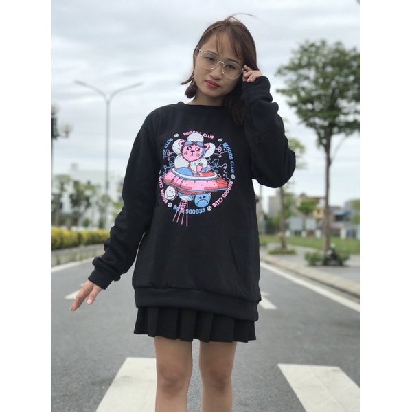 Áo Sweater nam nữ fom rộng unisex chất nỉ bông in hình đĩa bay oversize đến 68kg mặc vừa phong cách Hàn Quốc AT 1122
