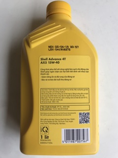 Nhớt shell vàng 15W-40 1 lít