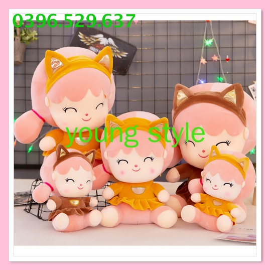 Gấu bông teddy cô gái cosplay mèo, gấu nhồi bông cô gái cosplay mèo siêu dễ thương Size 25cm và 45 cm