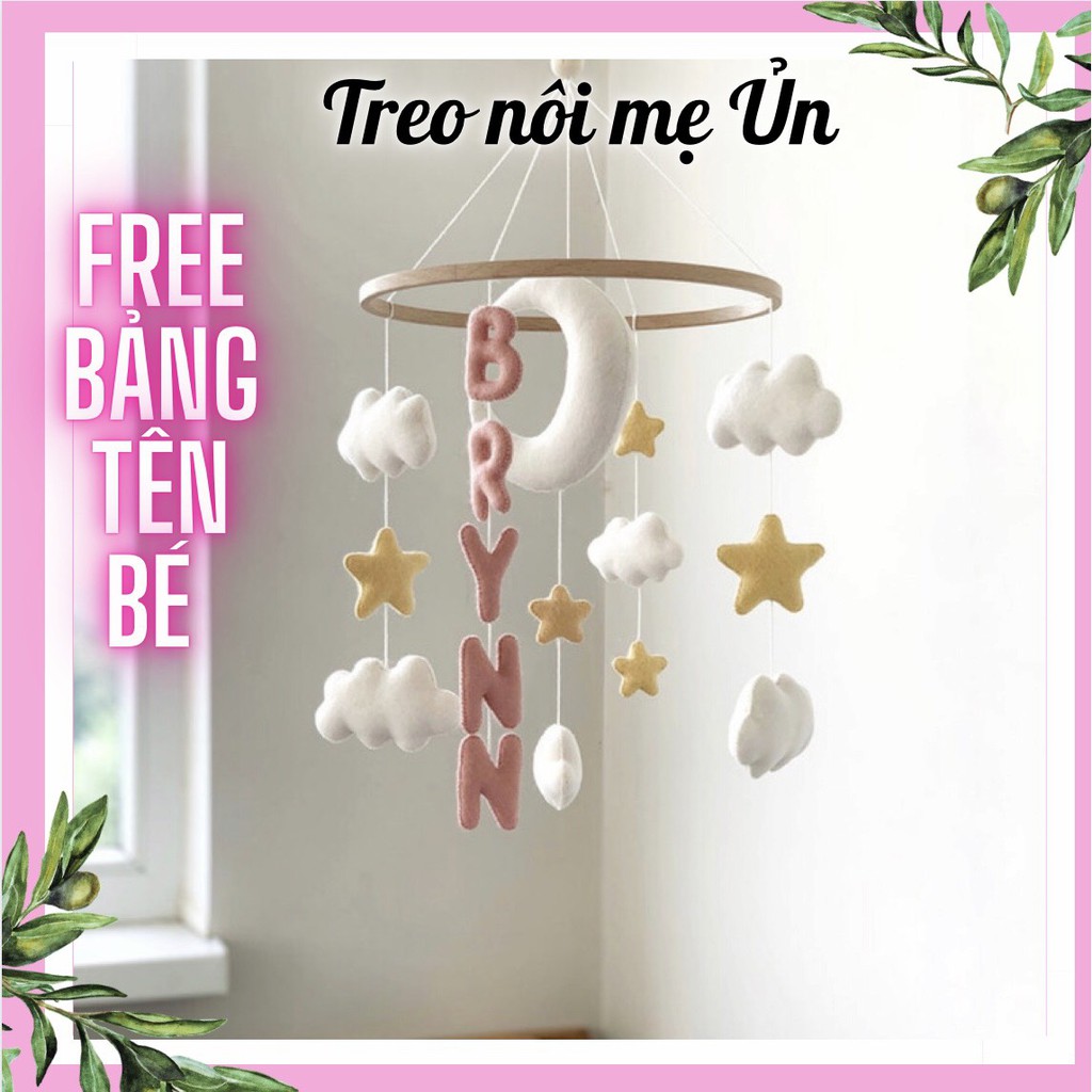 Đồ chơi treo nôi cho bé kích thích thị giác ảnh thật, có nhạc tự xoay mẫu CHỮ TÊN BÉ