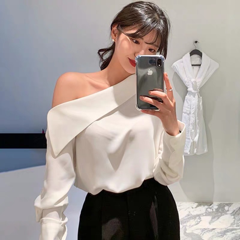 Áo sơmi ulzzang vai lệch cá tính