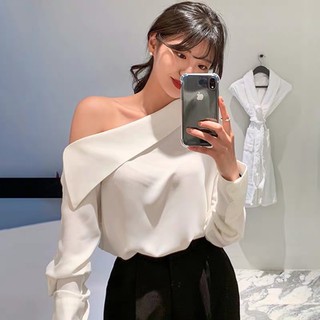 Áo sơmi ulzzang vai lệch cá tính