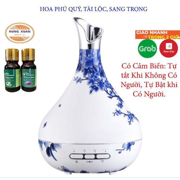 máy khếch tán tinh dầu hoa phú quý Cao Cấp (Có Cảm Biến Tự Tắt) Máy xông tinh dầu phun sương tạo ẩm