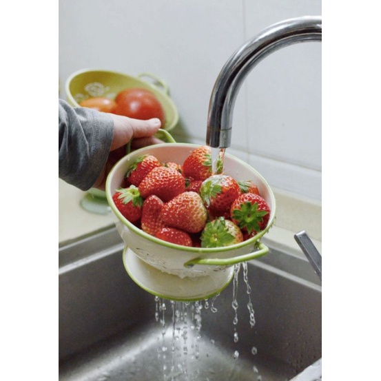 Giỏ đựng trái cây rổ tráng men đế cao retro phong cách Bắc Âu picnic decor phòng bếp vintage nhà cửa dã ngoại lenhome