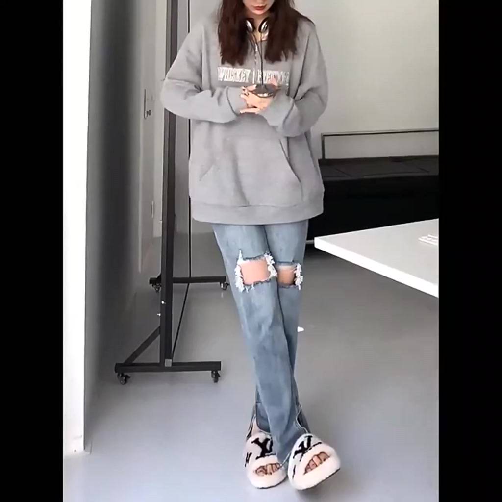 ✐Quần Jeans Nữ Lưng Cao Ống Đứng Xẻ Rách Thời Trang | BigBuy360 - bigbuy360.vn