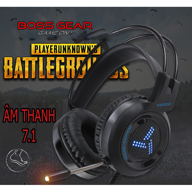 Tai nghe gaming chụp tai V2000 chuyên phòng game cổng USB âm thanh 7.1 kết nối có đèn led MIC,ÂM THANH -dc3422 | BigBuy360 - bigbuy360.vn