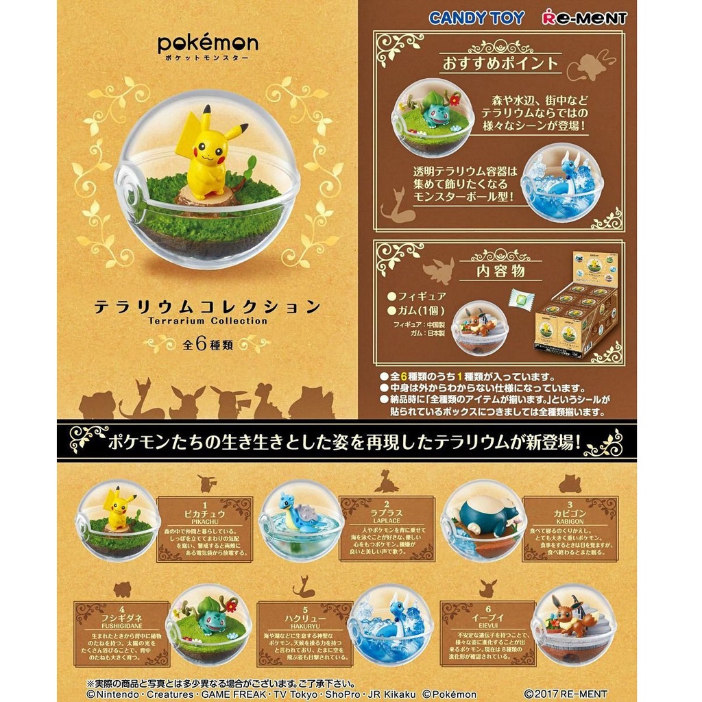 [Vol1] Quả Cầu Pokemon Terrarium Collection 1 Eevee Diglett chính hãng Re-Ment - trong suốt, mở nắp được - PokeCorner