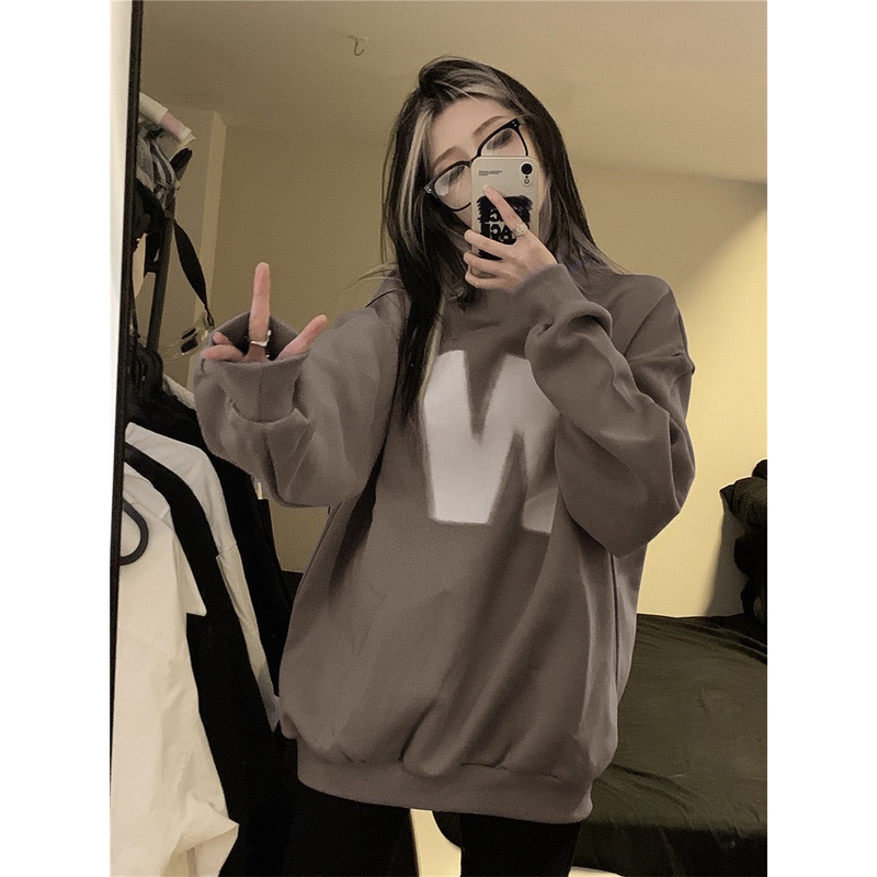 Áo sweater dáng rộng phong cách Mỹ thời trang dành cho nữ