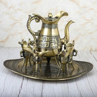 BỘ Bình LY RƯỢU ĐỒNG GIẢ CỔ KIỂU NHÀ TẦN