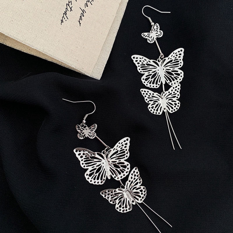 Bông Tai Dáng Dài Hình Bướm Bằng Kim Loại 22414 Cho Nữ