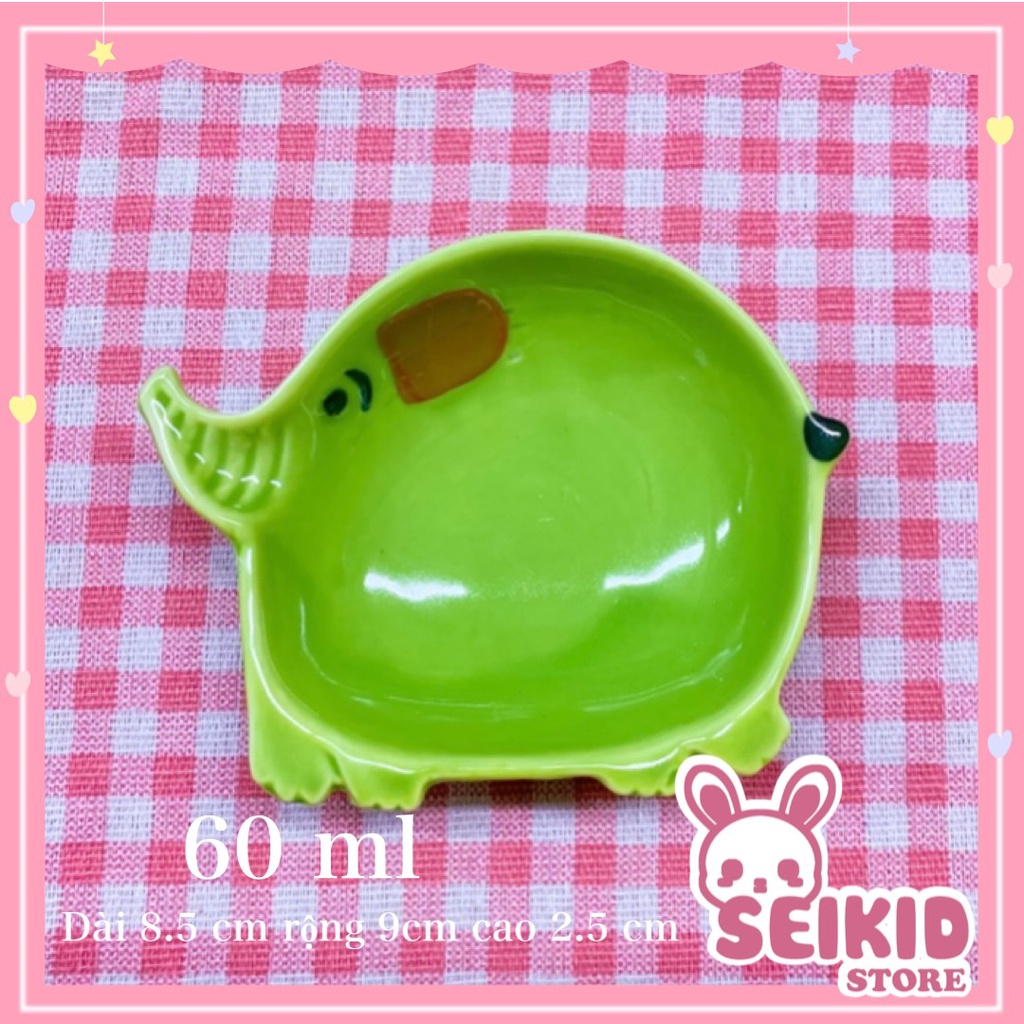 Bát sứ ăn dặm, đựng gia vị xinh xắn hình con voi đủ màu Seikid Store 60ml