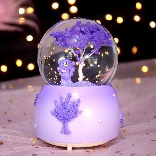 Quả Cầu Tuyết Pha Lê Hình Gấu Oải Hương Dễ Thương