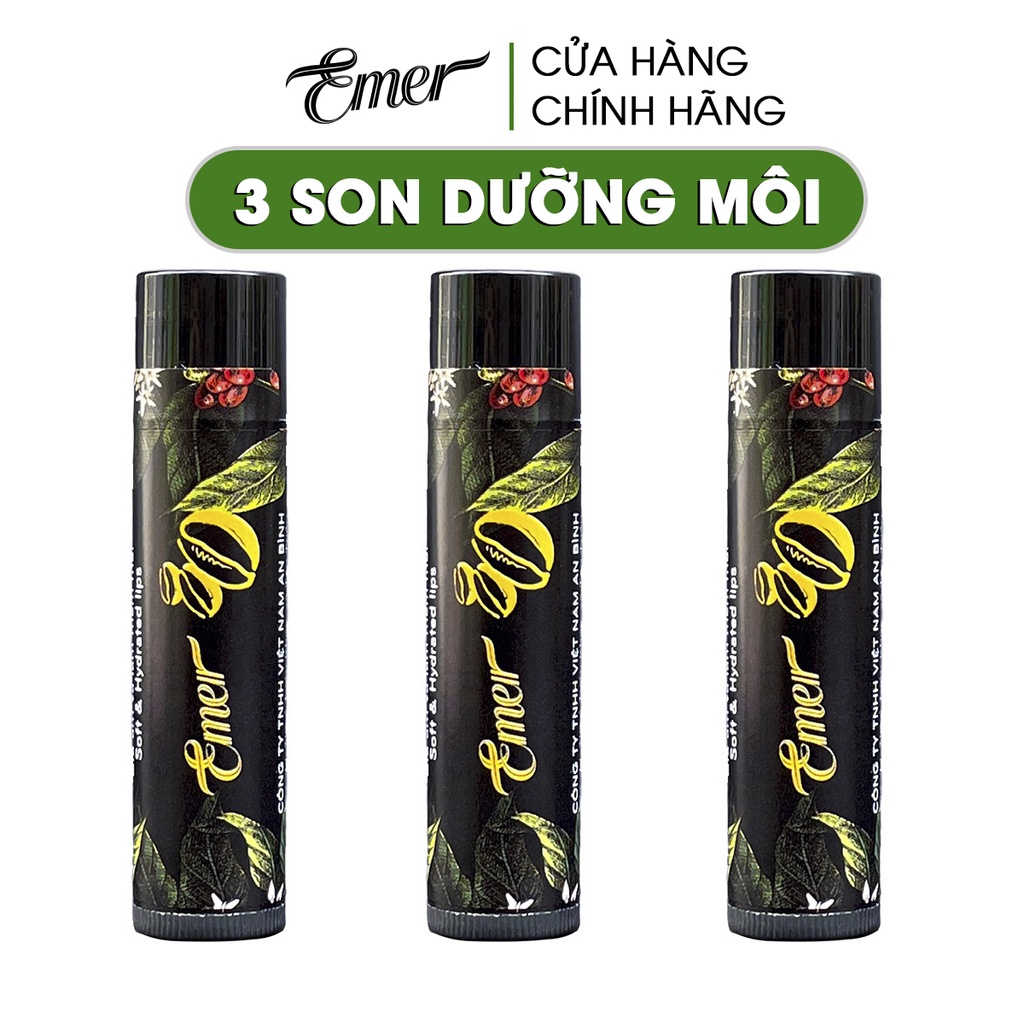 Combo 3 cây tẩy tế bào chết môi cà phê dừa Emer Garin 5g làm sạch da chết môi son dưỡng môi mềm mịn hồng hào