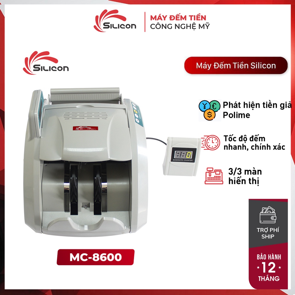 Máy đếm tiền thông minh phát hiện tiền siêu giả Silicon MC-8600 - Bảo hành chính hãng 12 tháng