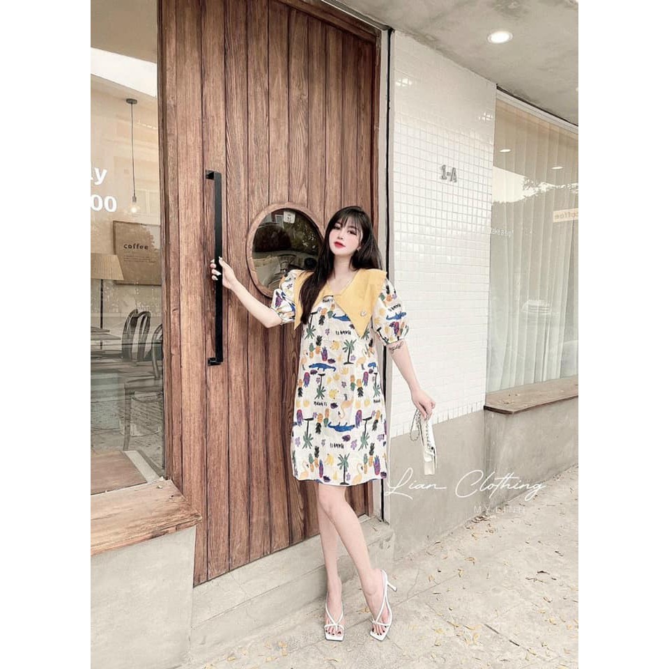 Váy Hoa Sắc Màu Cho Nữ Cổ Rộng