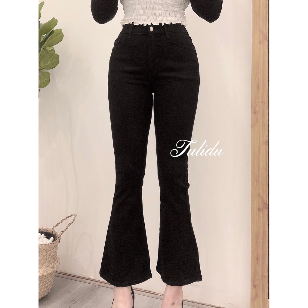 Quần Jean Ống Loe Đen Lưng Cao Trơn Tulidu Quần Bò Ống Loe Nữ Co Giãn [ẢNH THẬT] 511 07 | BigBuy360 - bigbuy360.vn