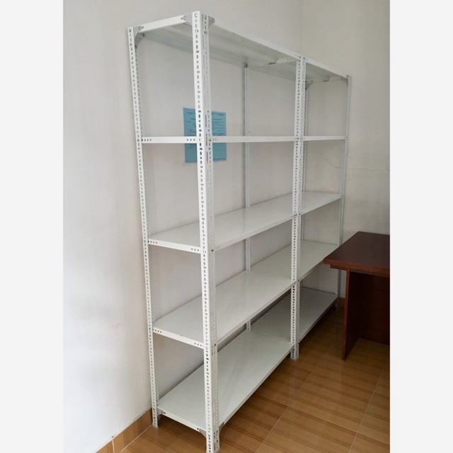 Kệ sắt v lỗ màu trắng Dài 120cm, Sâu 30cm gồm 3 tầng, 4 tầng, 5 tầng