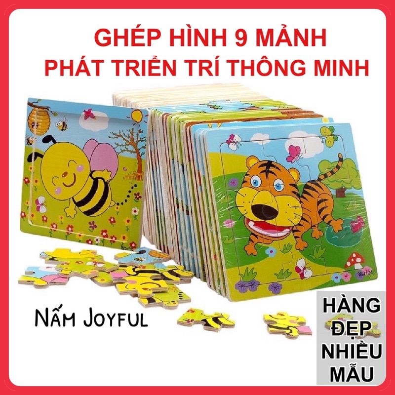 Tranh xếp hình gỗ 9 mảnh - rèn luyện trí não cho bé