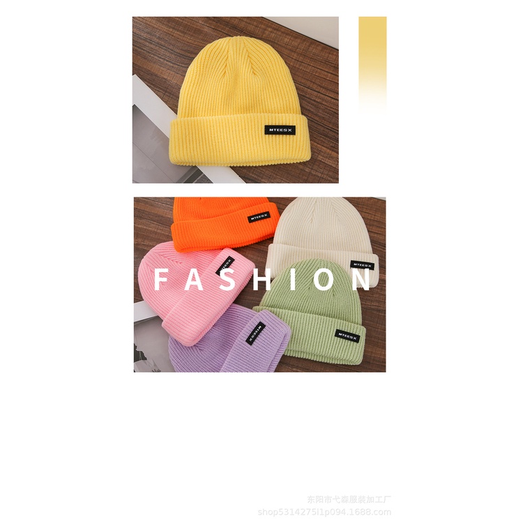 [Mã FAMARAL1 giảm 10K đơn 50K]Mũ len dệt kim beanie Thêu MTEESX Hàn Quốc thời trang unisex thu đông giữ ấm cho nam nữ0