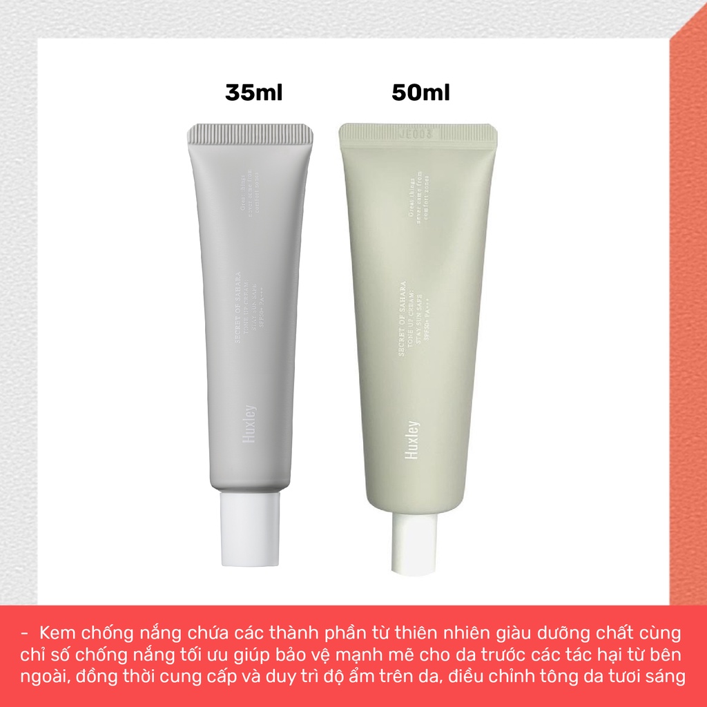 Kem chống nắng nâng tone, dưỡng ẩm da Huxley Tone Up Cream Stay Sun Safe SPF50+ PA+++