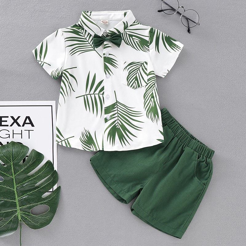 [Mã FASHIONGREEN15 giảm tới 30K đơn 99K] Set áo sơ mi tay ngắn kèm quần short Mikrdoo thời trang cho bé trai