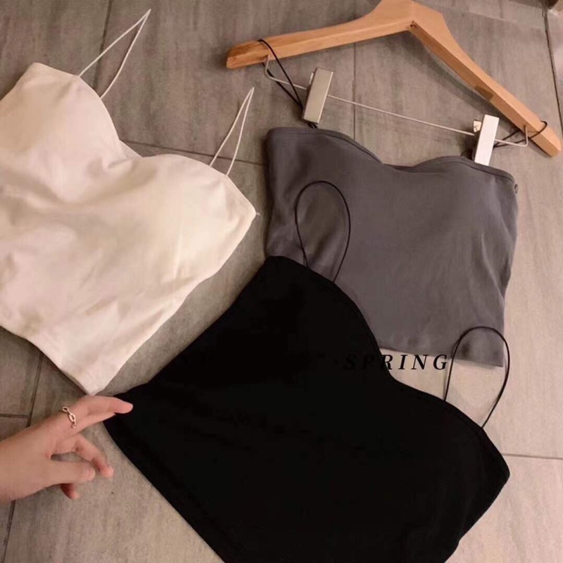 Áo 2 dây nữ- Áo bra ống 2 dây bún dáng croptop có đệm ngực 2055 | BigBuy360 - bigbuy360.vn