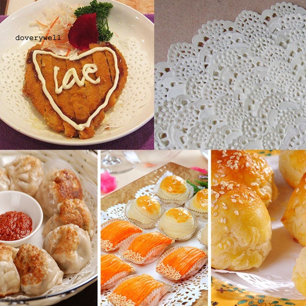 Set 100 miếng giấy lót bánh kem hình tròn họa tiết ren thời trang tiện lợi