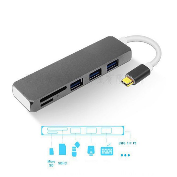 Hub chuyển USB, đọc thẻ nhớ dây type C Macbook