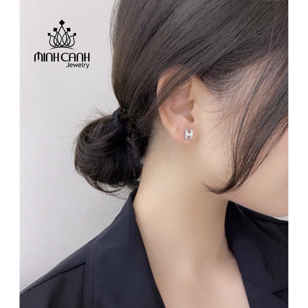 Bông Tai Bạc Hình Chữ H - Minh Canh Jewelry