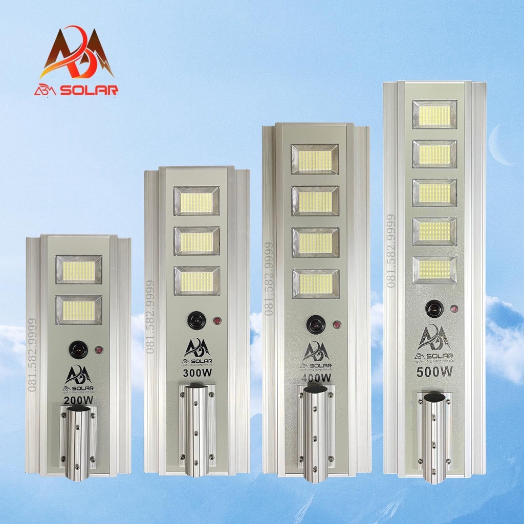 [300W] Đèn Năng Lượng Mặt Trời, Đèn Đường, Sân Vườn, Nhốm Đúc Nguyên Khối Cao Cấp, Chống Nước- ABM SOLAR