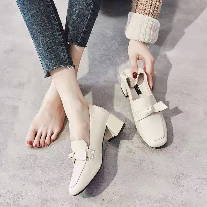 Giày Cao Gót Da Mềm Mũi Vuông Thời Trang Cho Nữ