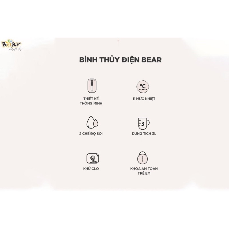 Bình thuỷ Bear_Bản quốc tế/Hàng có sẵn/Bh 18 tháng