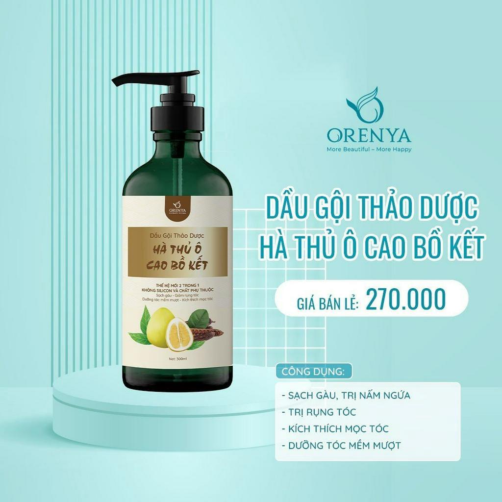 Dầu Gội Thảo Dược 2in1 Hà Thủ Ô Cao Bồ Kết ORENYA ngăn ngừa gàu, rụng, giúp tóc chắc khỏe, suôn mượt 300ml