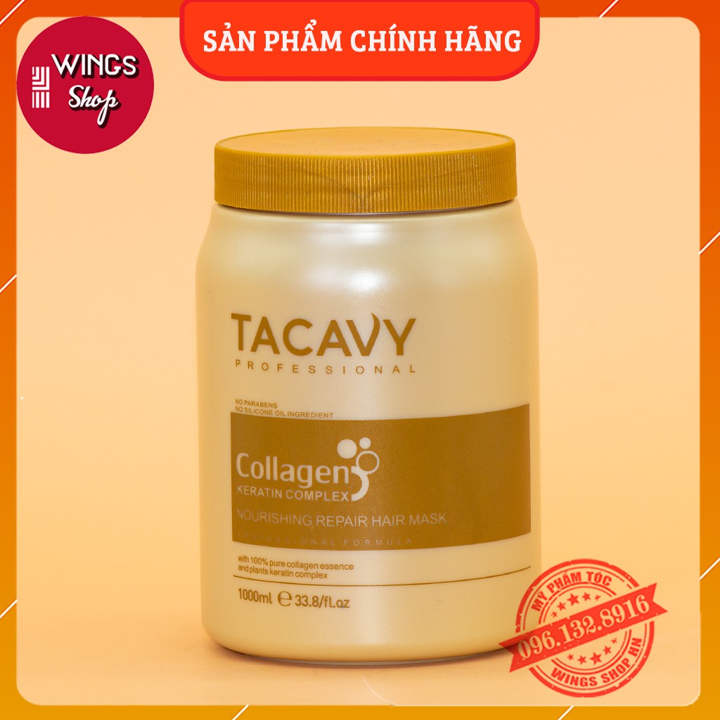 Kem Hấp Ủ Tacavy Collagen 1000ML | Phục Hồi Tóc Hư Tổn, Dưỡng Tóc Siêu Mềm Mượt | Hàng Chính Hãng