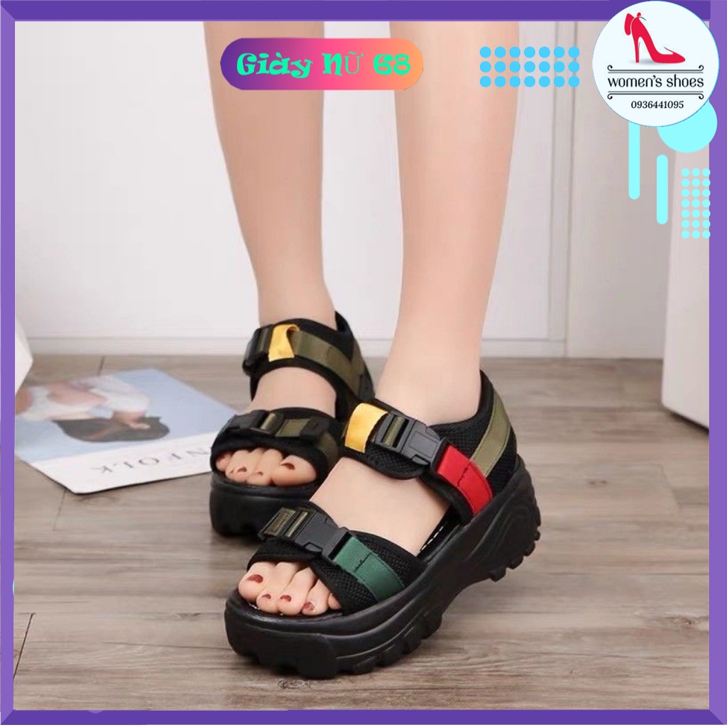 Sandal Quai Dây Dù Khoá Cài , Sandal Độn Đế