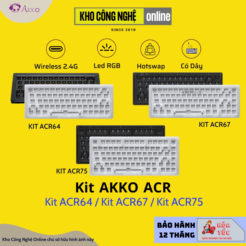 Kit bàn phím cơ AKKO ACR64 (Hotswap / RGB / Foam tiêu âm / Gasket Mount)