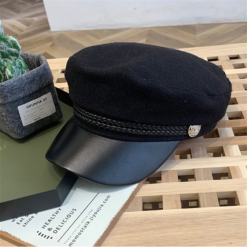 Mũ thủy thủ, mũ beret vành da cao cấp cá tính cao cấp hàn quốc