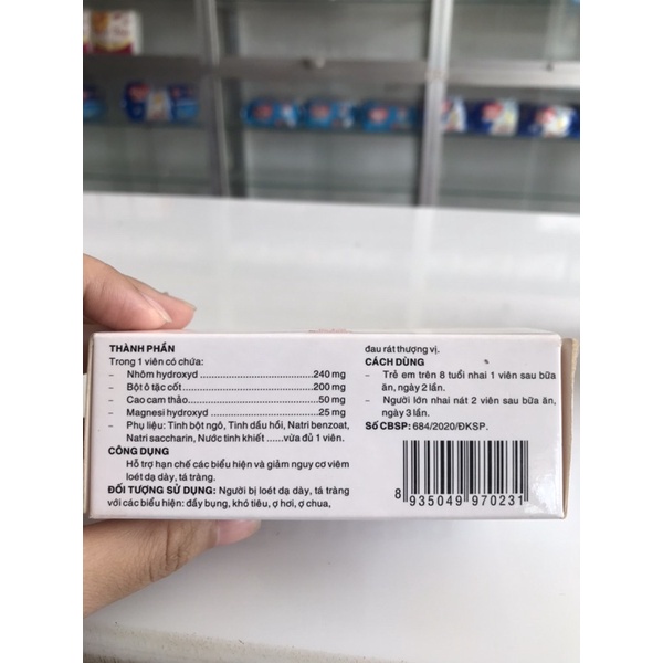Gastrogel Viên nhai trào ngược dạ dày Hộp 100 viên
