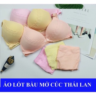 Áo lót bầu mở cúc cho con bú, không gọng, mút mỏng chống chảy xệ có chân zen Thái Lan